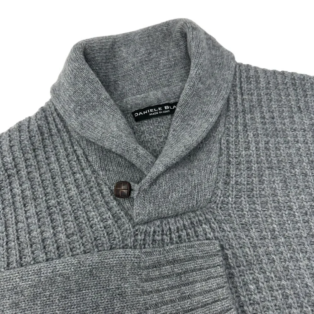 DANIELE BLASI‎ Mens Gray Wool Blend Shawl Collar Italy Made Sweater L
